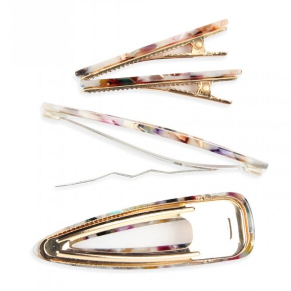 J. ELISE BOUTIQUE MULTICOLOR TORTOISE ACRYLIC FASHION HAIR CLIPS - Picture 4 of 6